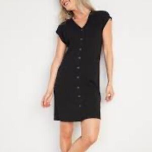 Rib-Knit Button-Front Shift Dress size S NWT
